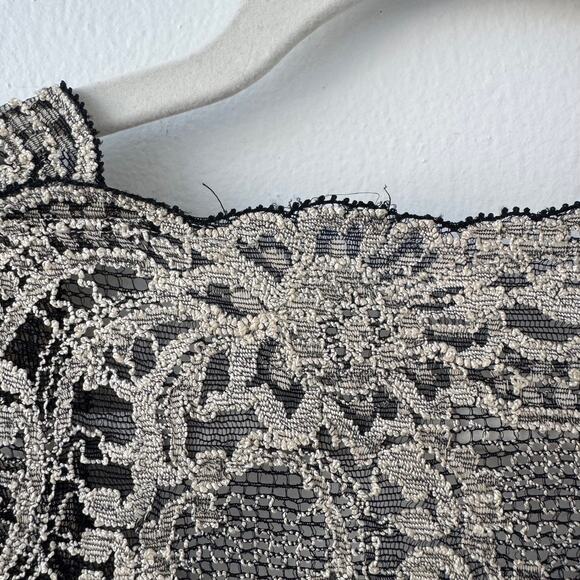 Vintage Kay Celine Black and Cream Mesh Long Sleeved Blouse - Picture 5 of 8